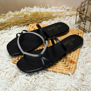 Black Glitry Flat Sandal – BGF